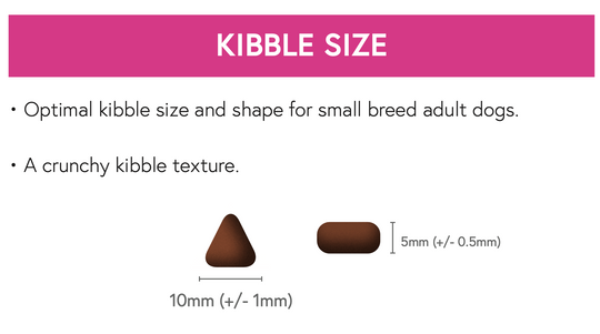 Image showing kibble dimensions.