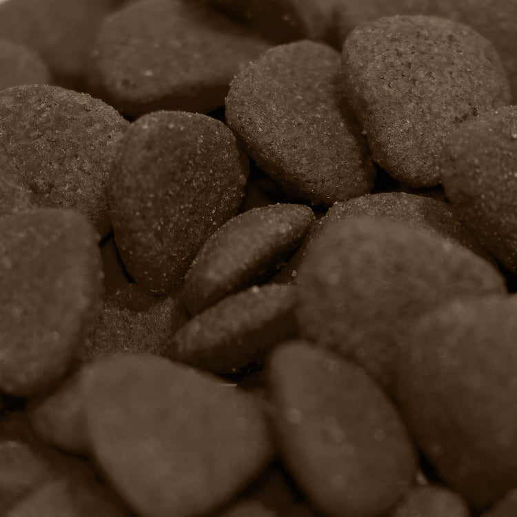 A close-up view of Finn's Emporium Grass-Fed Lamb Dry Complete Dog Food