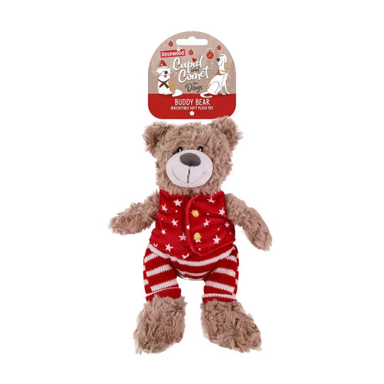 Rosewood Buddy Bear Christmas Plush Dog Toy
