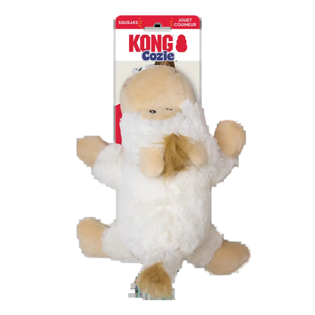 Kong Cozie dog toy. A white cow on a white background